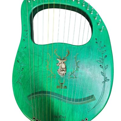 چنگ رومی ۱۶ سیم سبز رنگ با لوازم کامل